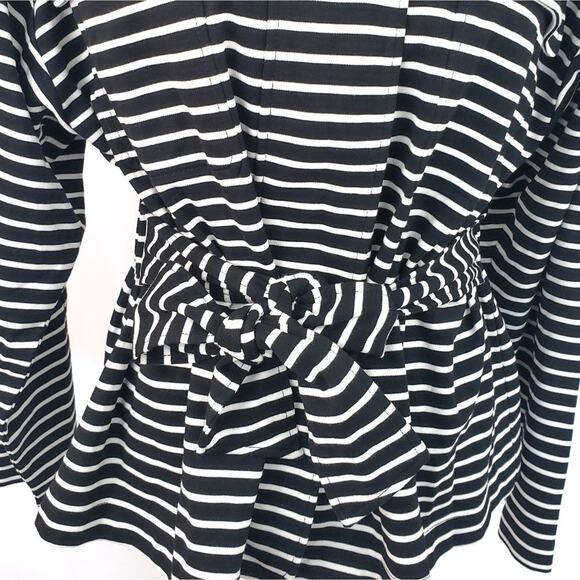 Chico's Black White Stripe Tie, Zip Jacket Medium Career Casual Neutral Nautical - Picture 2 of 8